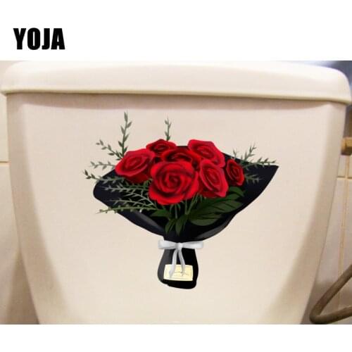 YOJA 22*19.5CM Rose Bouquet Classic Home Bedroom Wall Sticker Decal Personality Toilet WC Decor T1-0897