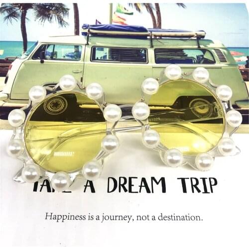 ZAOLIHU Yellow Kids Sunglasses Small Round Pearl Eyewear Cute Baby Handmade Sun Glasses Children Gorgeous Diamond Sun Glasses