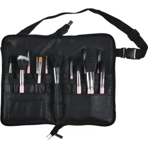 Makeup Artist Waist Bag Cosmetic Brush Organizer Case Belt PU Cosmetic Pack Portable Multi Pockets Bag with Belt Strap