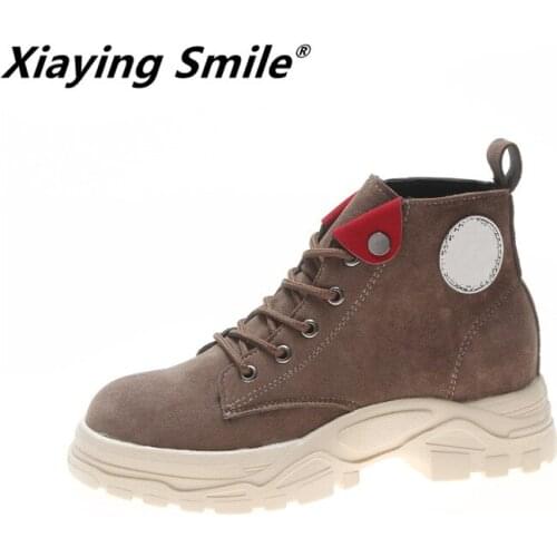 Xiaying Smile Women Ankle Boots New Fashion Style Casual Shoes Female Korea Edition Antiskid Fleeces Keep Warm Ankle Shoes