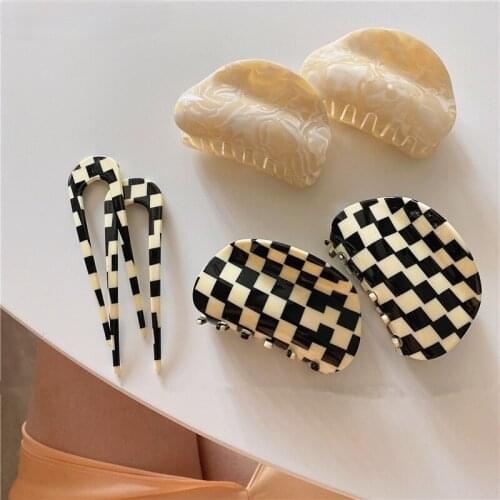 Vintage Black White Semicircular Acetate Gripper Hair Clips for Women Girls Trendy Hair Accessories Hair Style Make