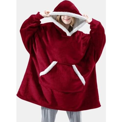 2021 Women Pocket Female Oversized Solid Color Cute Hooded Sweater Winter Fleece Femme Sweatshirt Winter Hoodies Women