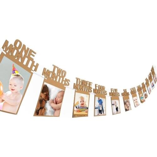 1st Baby First year Birthday 12 months Party Decorations Photo Props Banner Monthly Photo Wall Baby Shower Banner kids E
