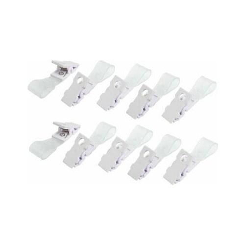 Office Plastic ID Card Holder Name Badge Clips Clamps White 10 Pcs