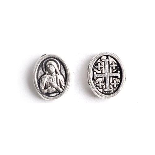 100pieces Religious Virgin Mary Alloy Oval Straight Hole Fittings Catholic Can Handmade DIY Into Bracelet And Necklace For Pray