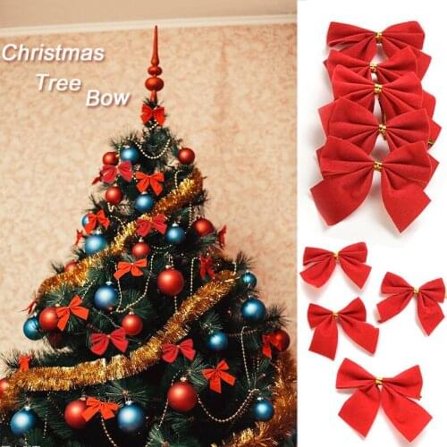 12PCS Pretty Christmas Tree Bow Decoration Baubles New Year Ornaments Santa Claus Christmas DecorFestival Party Home Bowknots