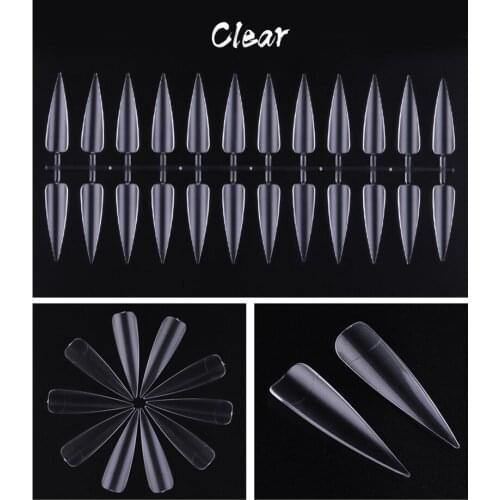 240 Packs sharp- Shape Nail Art / Nail Tips Display Practice Gel Polish Nail Art Samples Oval Stilello Ivory Clear,MNTY56u-jh*43