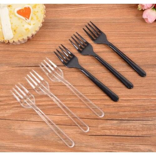 3000pcs Plastic Disposable 3.9" Mini Clear Black Fork Plastic Small Fruit Fork Pick Party Dessert Cake Cupcake Buffet