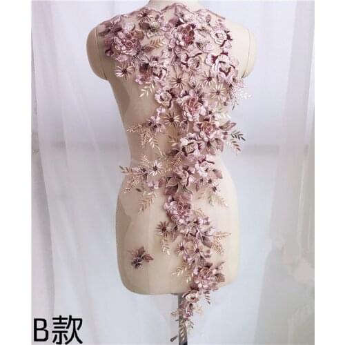 3D Flower Pearl Embroidery Sew On Applique For Evening Dress Diy Clothing Lace Fabrics Accessories Decoration Patch Material