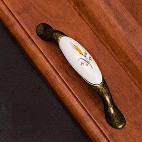 96mm antique brass kitchen cabinet handle rustico pastorale ceramic drawer knob bronze dresser cupboard furniture door handle