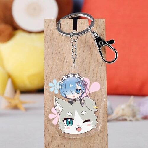 Re:Life in a different world from zero Keychain Ram Rem Keychain Double Sided Key Chain Acrylic Pendant Key Ring