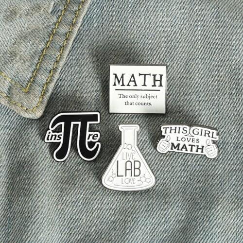 Wholesale Gift Mathematics Enamel Pin Math and Science Brooches Backpacks Lapel Pins Badge Cartoon Metal Jewelry for Friends