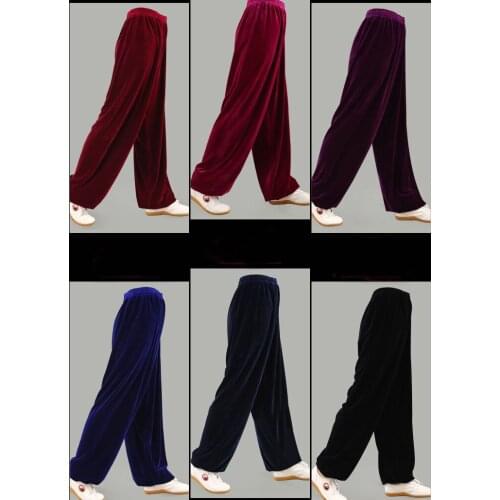 Unisex AUTUMN&WINTER Tai chi pants taijiquan trousers Tai chi kung fu martial arts pants red/purple/blue