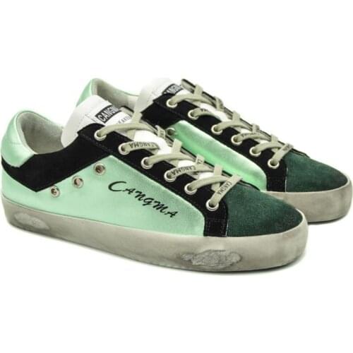 CANGMA Luxury Brand Designer Shoes Woman Green Casual Genuine Leather Suede Shoes Original Womens Sneakers vintage Female