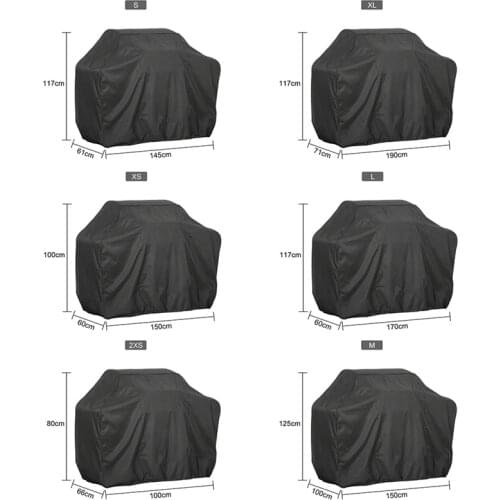 BBQ Cover Waterproof Grill Accessories Black Barbecue Covers Anti Dust for Gas Large Barbeque UV Outdoor Garden tools
