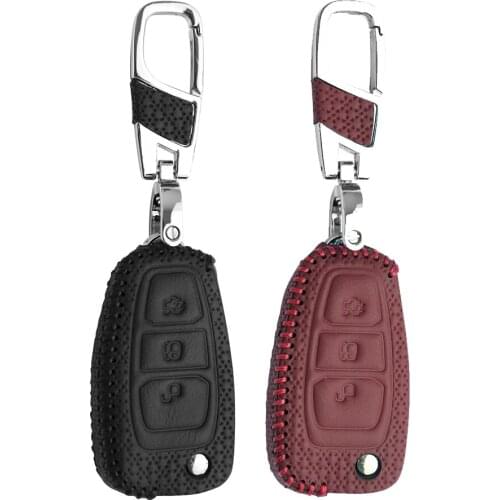 Key Cover fit for ford Fiesta Focus Mendeo Titanium 2011-2013 Keyless Keychain Remote Key Cover Protect Set Leather Fob Shell