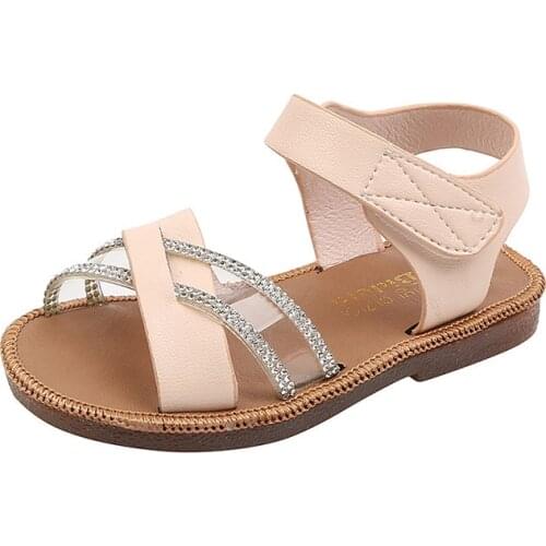 CMSOLO Girls Sandals Black Cute Baby Sandal For Summer Princess Shoes Rhinestone Non-slip Girl New 2021 Arrival Hot Sale Leather