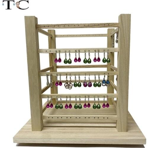 Earrings Wooden Display Racks Jewelry Earrings Display Racks Earring Storage Racks Live Manually Rotating Earrings Display Props