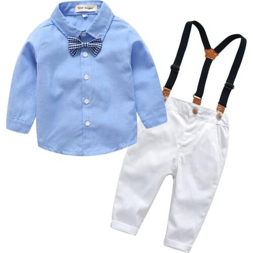 Popodion Childrens Suit Spring And Autumn Long Bib + Shirt Long-Sleeved Top CHD20440