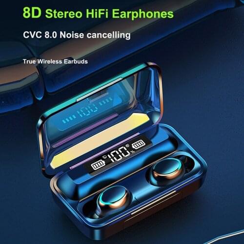 F9-5 TWS Wireless Earphones Bluetooth Earphones 5.0 8D HiFi Sound Noise Cancelling Earbuds Handsfree Headset With Charging Case