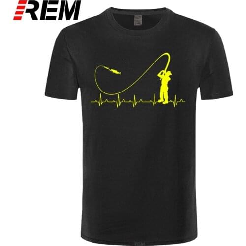REM Fishinger Heartbeat T Shirt - Funny Fish Fisherman Gift Idea New Fashion Men T-Shirt Fashion Short Sleeve Sale 100 % Cotton