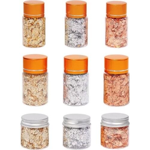 Imitation Gold Sliver Copper Foil Sequins Glitters Craft Leaf Flake Sheets 652C