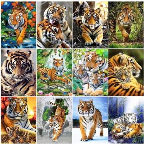 Tiger Oil Picture By Number On Canvas Animal Frame Acrylic Paint By Number DIY Craft Kits For Adults Home Decoration Wall Art