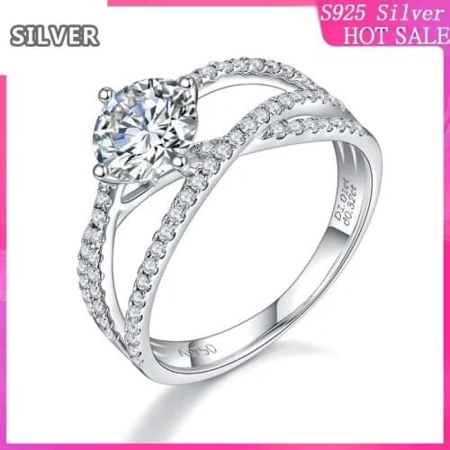 925 sterling silver Twist spins around Classic New Three Life III Wedding Engagement Anniversary Gift Ms diamond rings for women