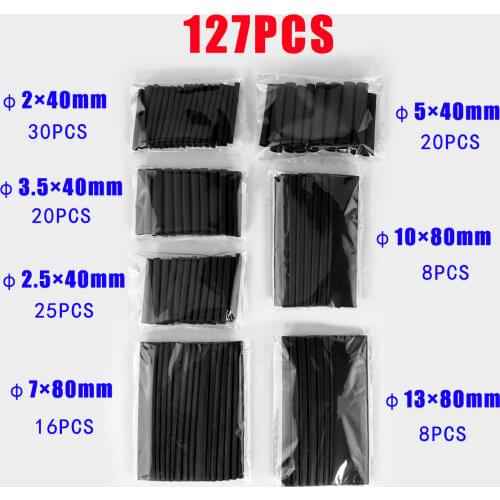 127 Pcs Heat Shrink Sleeving Tube Tube Assortment Kit Electrical Connection Electrical Wire Wrap Cable Waterproof Shrinkage 2:1