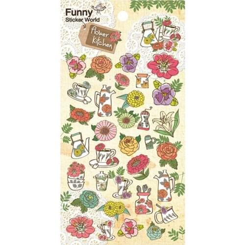 Korea Brand Funny Colorful Flower Sunny Day Scrapbooking Paper Sticker For DIY Crafts Stationery Diary Mobile Cups Decoration