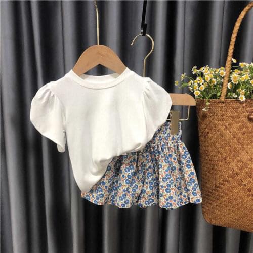 Summer Girls Baby Clothing Set Tracksuits Kids Clothes Set Round neck T-shirt Tops+Culottes 2pcs Outfits Toddler Clothing