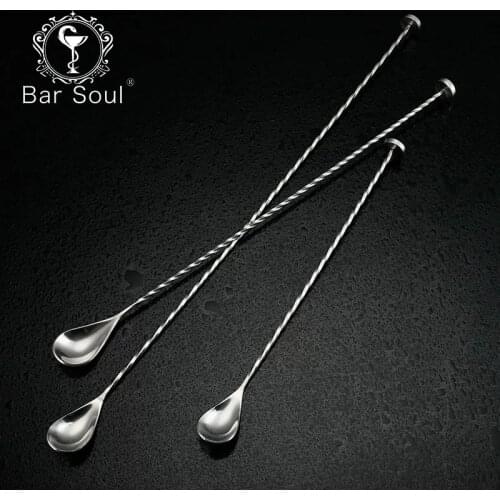 Bar Soul Spoon Special for mojito Cocktail Stainless Steel Mixing Stir Spoon With Mashing Function Professional Bartender Tools