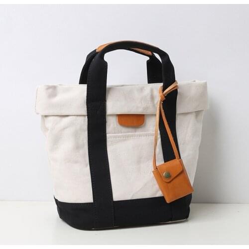 M440 New Fashion Womens Bag Casual Canvas Leather Tote Splicing Shoulder Bags Large Capacity Simple Portable Handbag Shopping