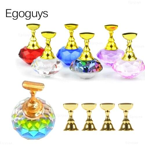 5PCS Magnetic Tips Nail Art Practice Display Stand Rack Chessboard False Nails Holder UV Gel Polish Showing Shelf Diamond Design