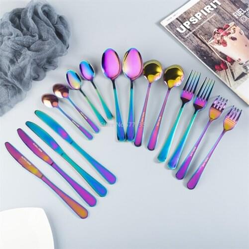 16PCS Stainless Steel Cutlery Set Creative Dinnerware Silverware Sets Fork Knife Spoons Tableware for Kitchen Household