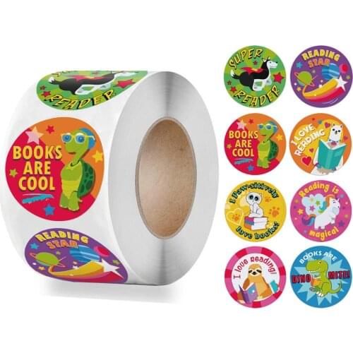 New Reward Stickers Encourage Words Sealing Labels 500pcs/roll 1'' for School Teacher Kids Toy Gift Decor Cute Animals Sticker