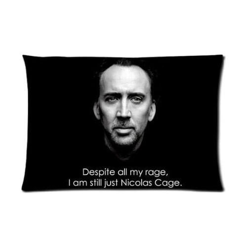LUQI Nicolas Cage With Signature Zippered Pillowcase Pillow Cover 20x30 inches Birthday Gift For Kids Lover