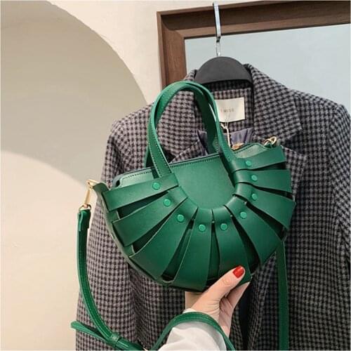 2021 New Brand Design Women Handbag Fashion Hollow out Large Capacity PU Leather Shoulder Bag Messenger Bag Travel Purse