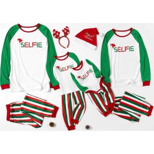 New Selfie Family Christmas Pajamas Long Sleeve Shirt+Striped Pants Mother Daughter Father Son Baby Romper Xmas Pyjamas Matching