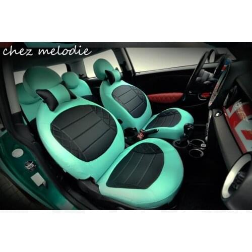 PU 1 set car seat covers+1 pair head support for BMW MINI cooper 2-door F56/Countryman 5-door F55/Clubman/2007-2012 R56
