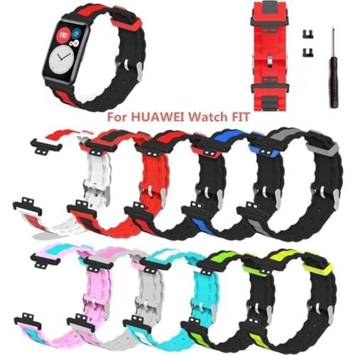 Wave Pattern Soft Silicone Wristband Strap Watch Band for-Huawei Watch Fit Watch N7MC