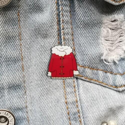 RSHCZY Red Coat Brooch Cute Acrylic Badges Vintage womens Pins For Backpacks Hat Shirt Jewelry Gift Scarf Buckle