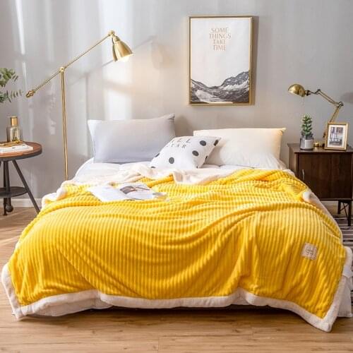 Super Soft Solid Thicken Flannel Plush Blankets For Beds Striped Throw Sofa Cover Bedspread Weighted Warm Blankets Throw Blanket