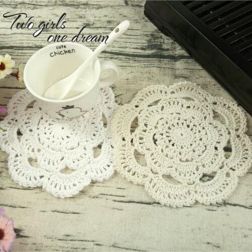 Wedding Decoration Vintage Diy Handmade 16cm Round Table Mat Crochet Coasters Doilies Cup Pad Props 24PCS/LOT