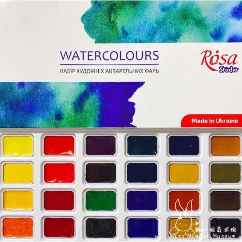Ukrainian Rosa Grade Watercolor Paint Set 24 Colors Full Block Solid Acuarelas Art Supplies