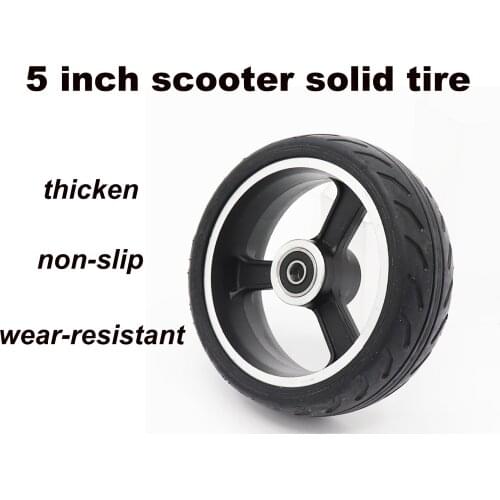 High quality 5 inch electric motorcycle scooter tire rubber wheel and plastic hub solid tire non pneumatic Wheel