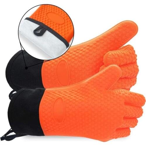 High Temperature Resistance Oven Gloves Mitts Kitchen Baking Tool Microwave Baking Insulation Silicone Gloves Anti-Scalding Mitt