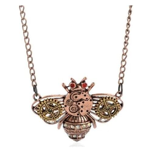 1pc sale brass ox flying bee pendant with gears onsteampunk fashion necklace