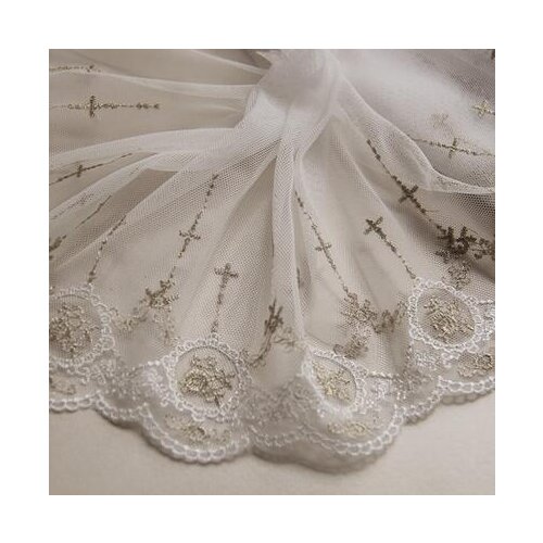 2Yards/lot Width 17cm cotton mesh gold thread embroidery cross styling lace handmade skirt clothing accessories W554
