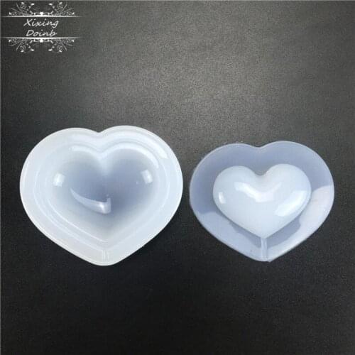 2Pcs/set heart-shaped resin mold chocolate fudge silicone mold cake decoration tools mobile phone case key clasp handcraft mold